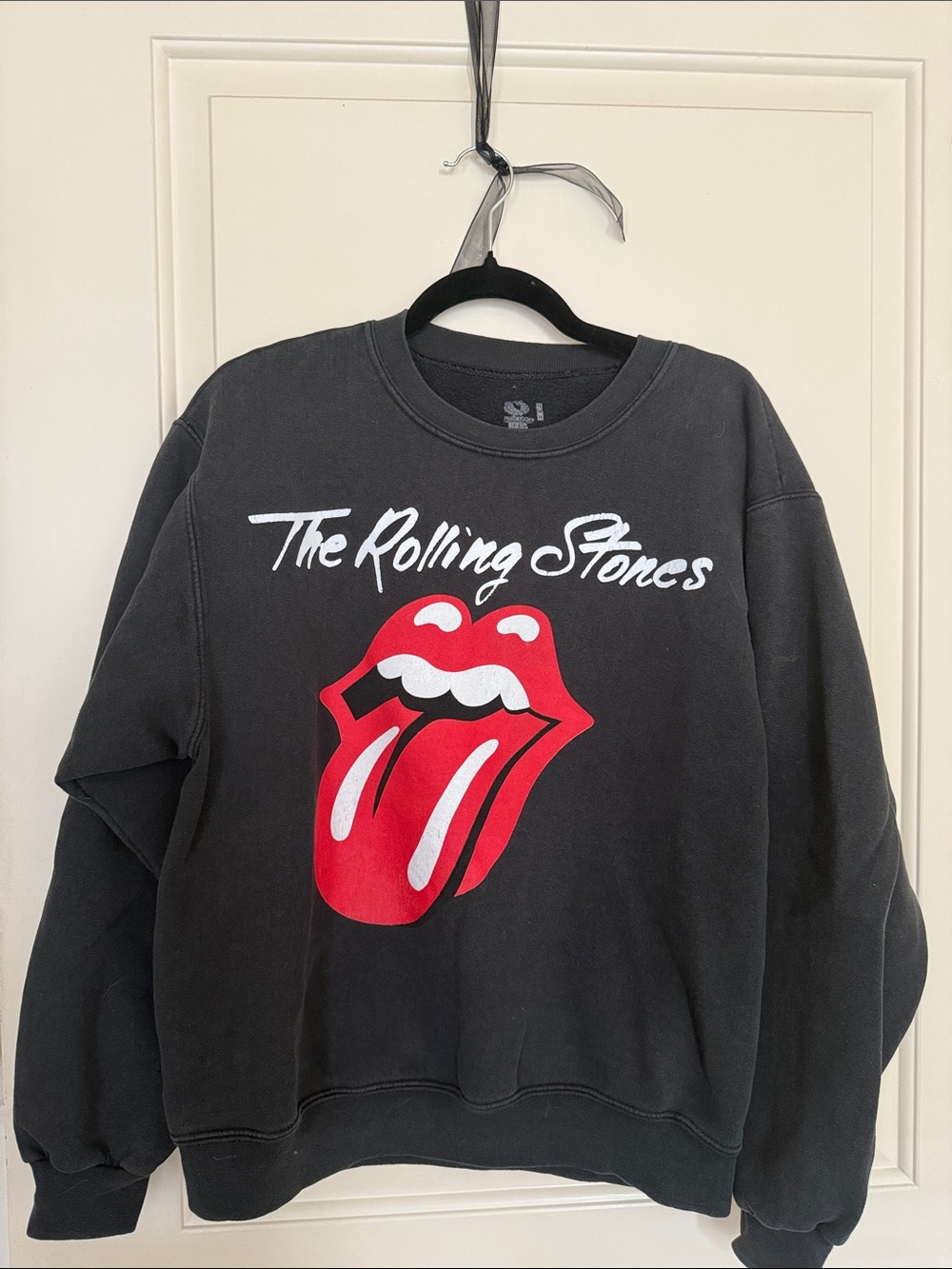 the Rolling Stones Black Sweatshirt with Red Tongue and White Logo